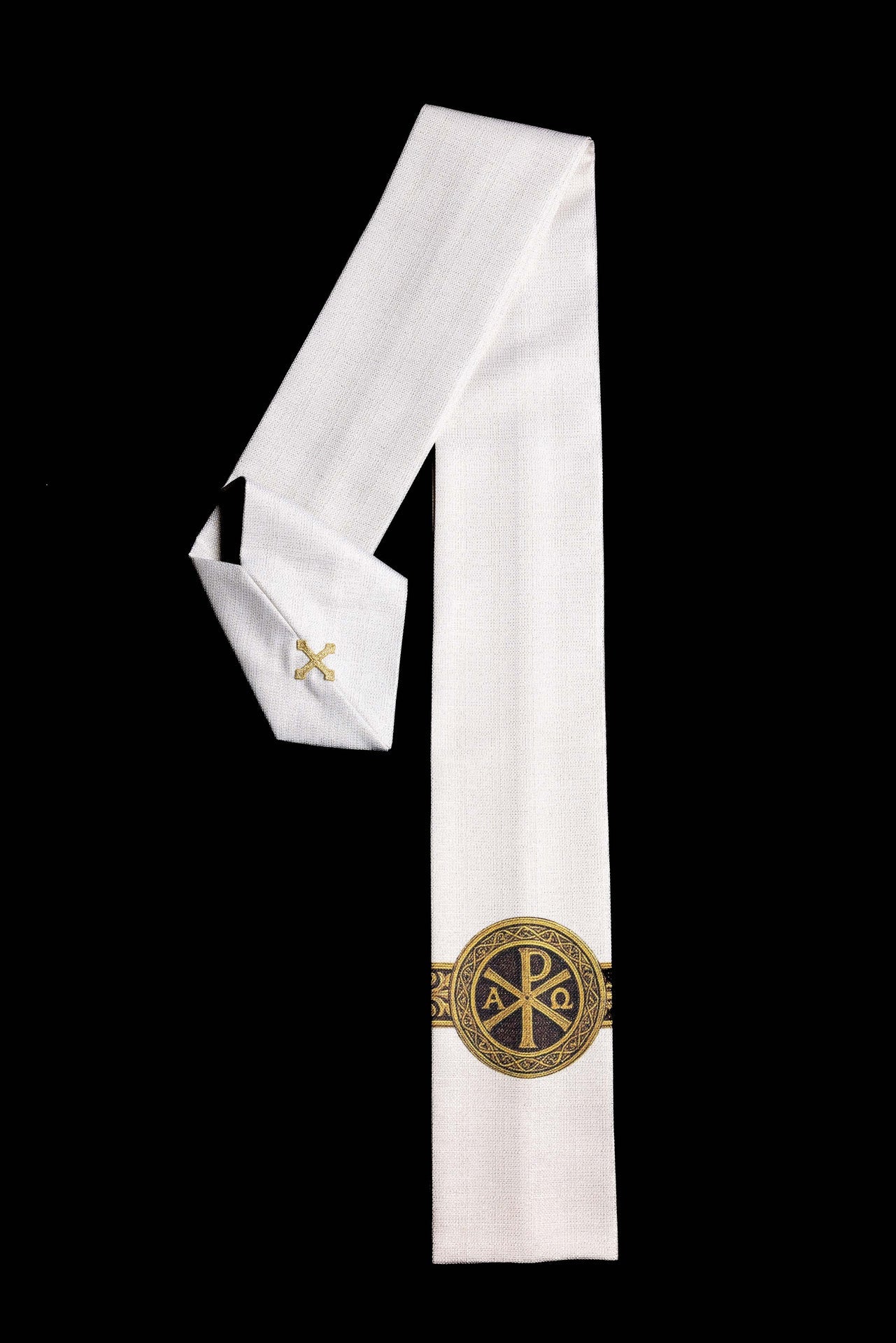 Casulla estampada Pax Ecru con rica decoración dorada KOD/7009/05/40 - CASULLAS.ES