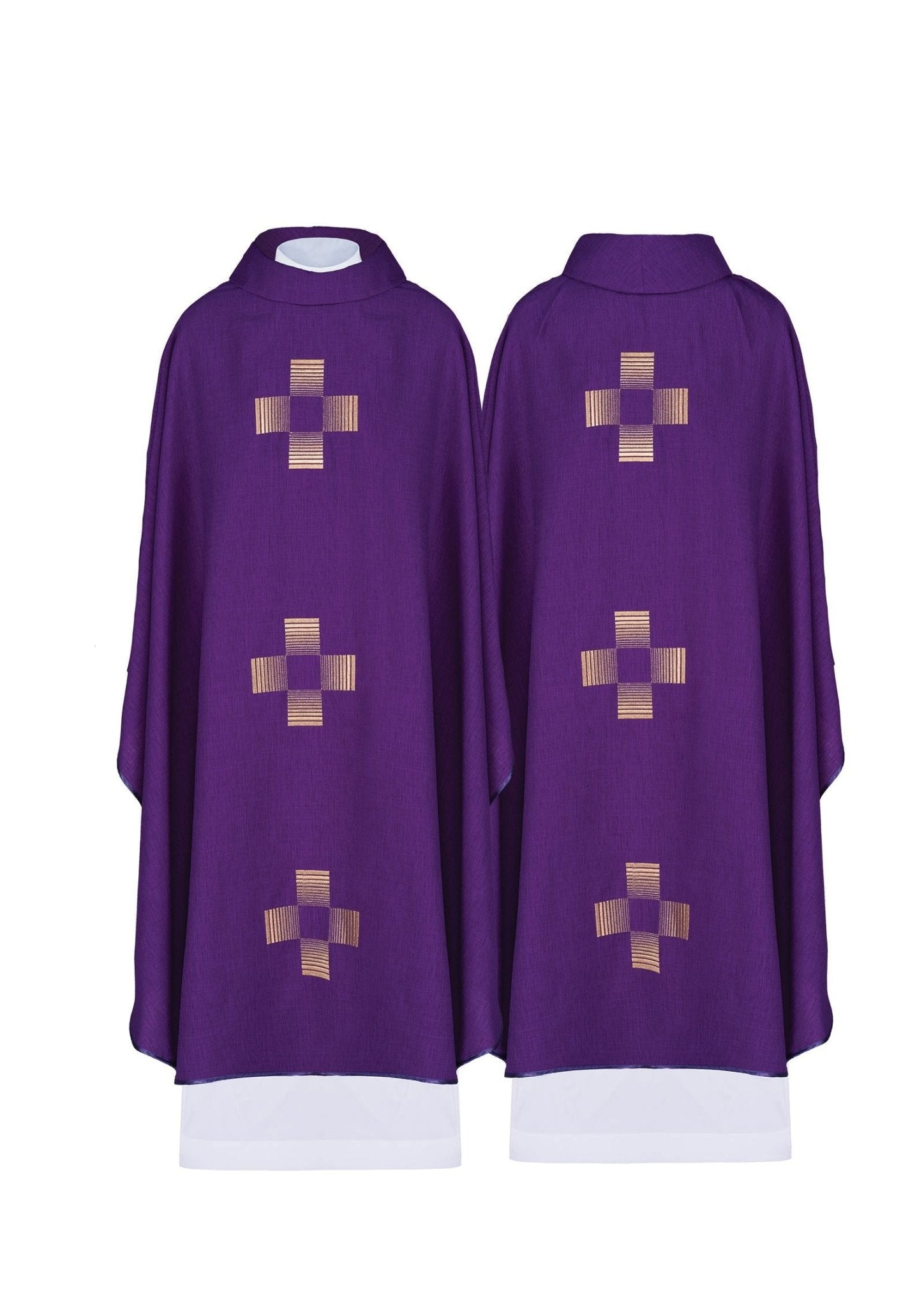 Casulla morada con Cruces bordadas HA7011 - 03 FIOLET - CASULLAS.ES