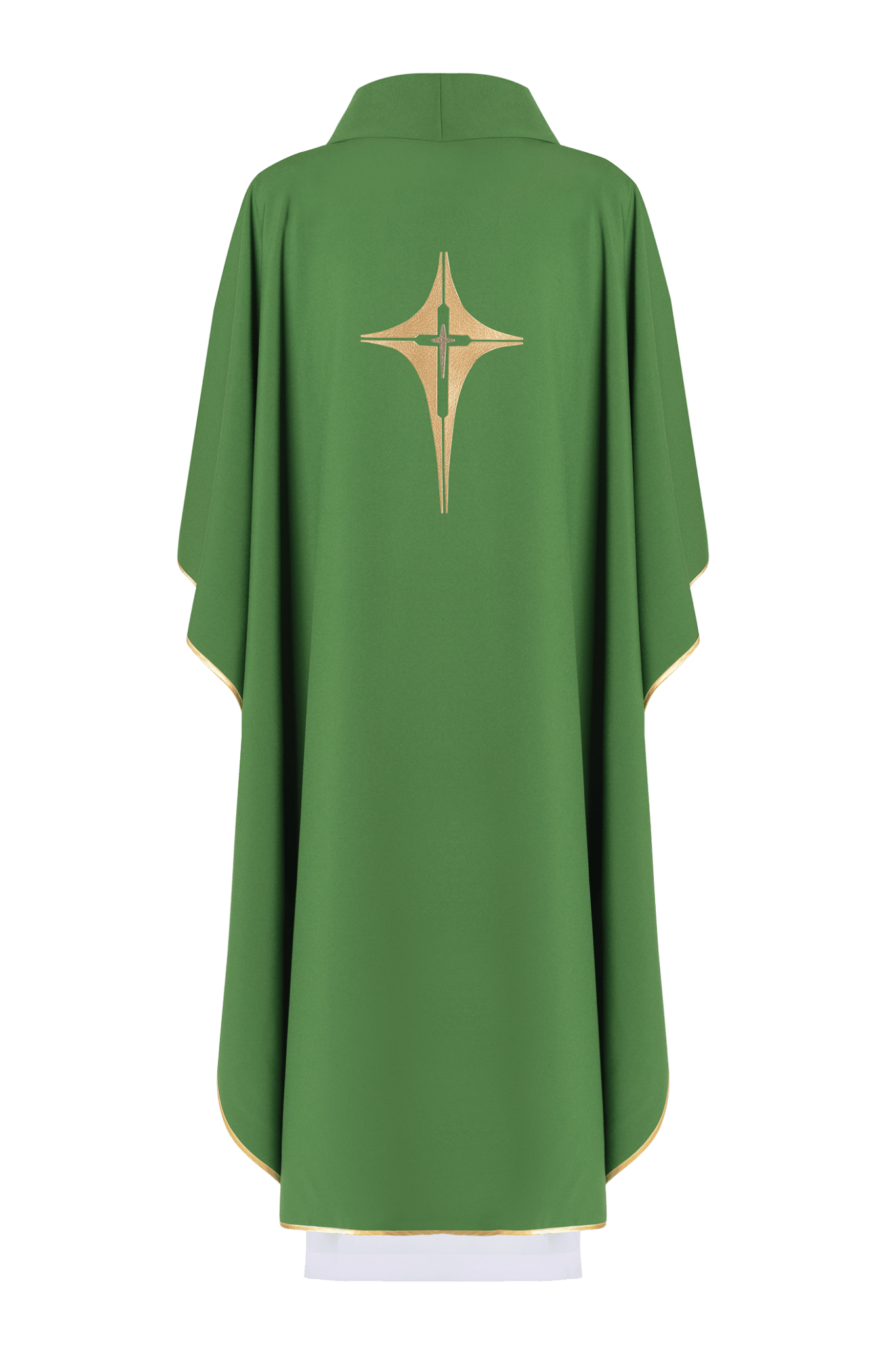 Casulla verde con bordado dorado Cruz KOR/002/01/12 ZIELONY - CASULLAS.ES