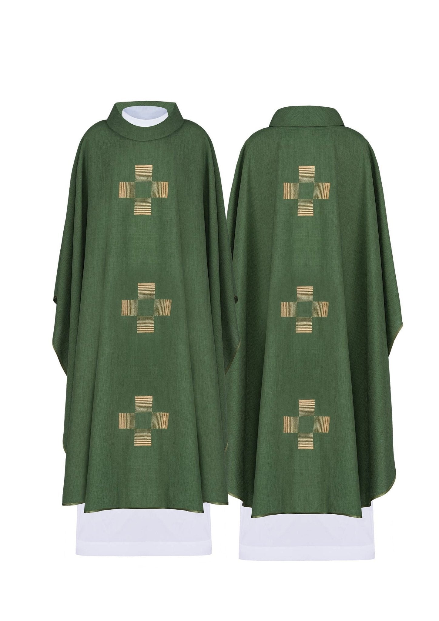 Casulla verde con Cruces bordadas HA7011 - 01 ZIELONY - CASULLAS.ES