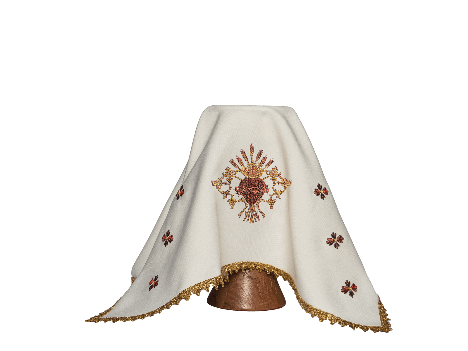 Cubre cáliz marfil con bordado Corazón de Jesús KWB/014 50X50 - CASULLAS.ES