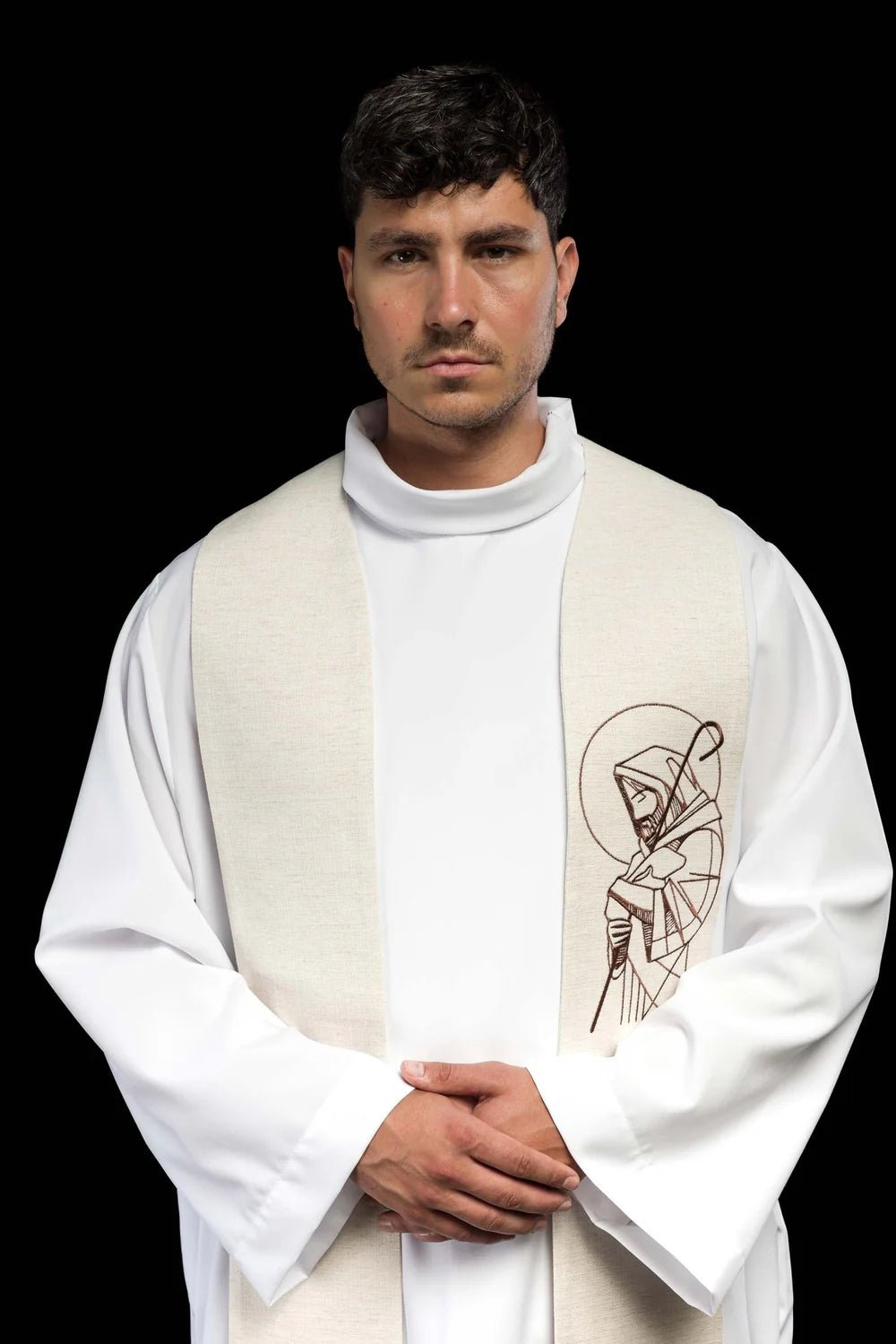 Estola bordada “Jesús el Buen Pastor” ecru S-2059-05-49 - CASULLAS.ES