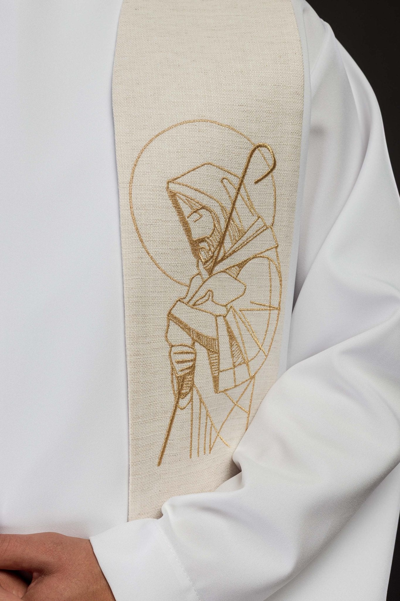 Estola bordada “Jesús el Buen Pastor” ecru S-2059-05-49 - CASULLAS.ES