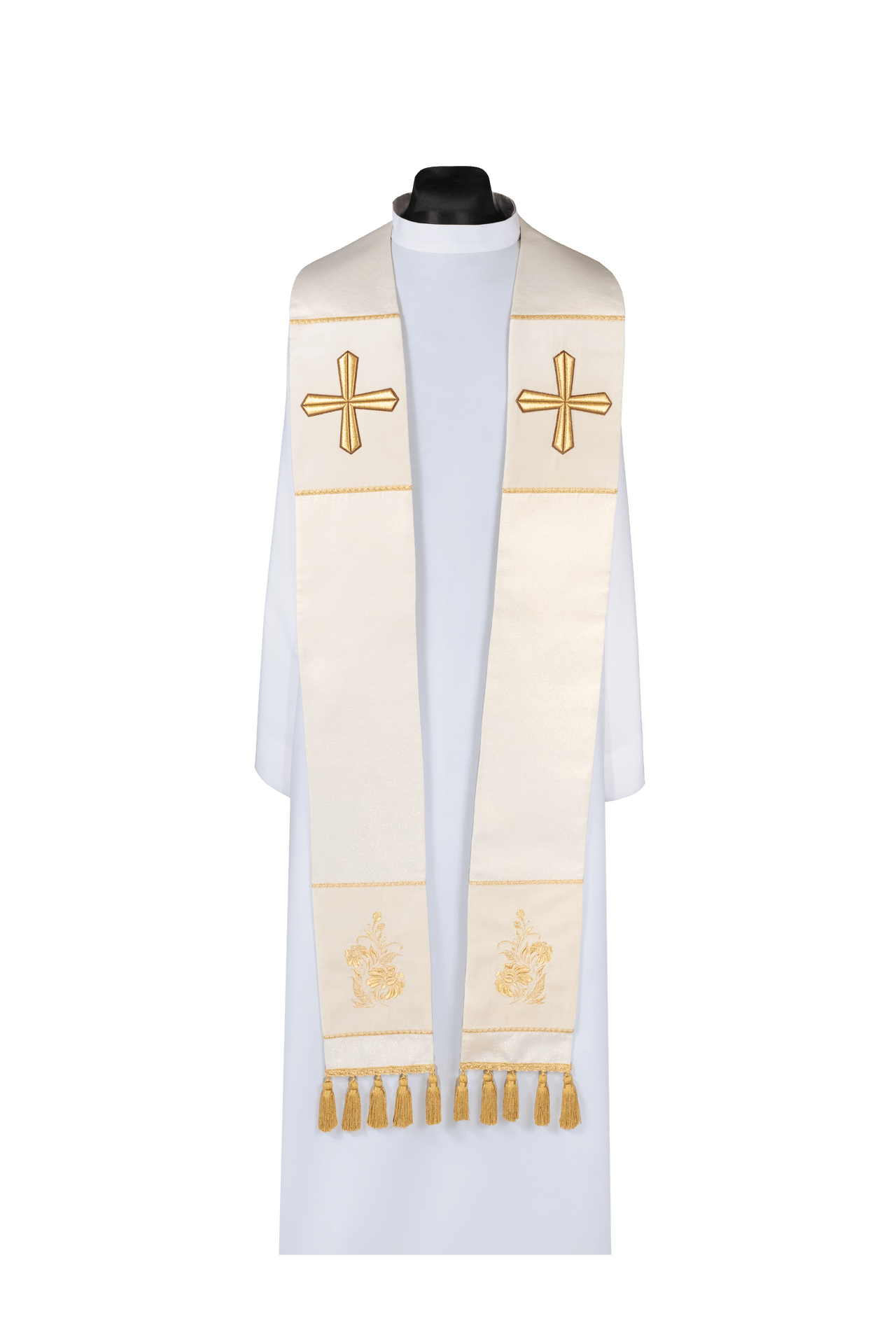 Estola sacerdotal bordada con cruz color crudo KDT/2042/05 - CASULLAS.ES