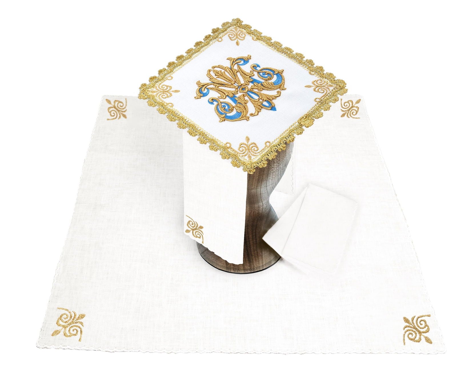 Juego de altar bordado con símbolo Mariano de oro HA/5014 - CASULLAS.ES
