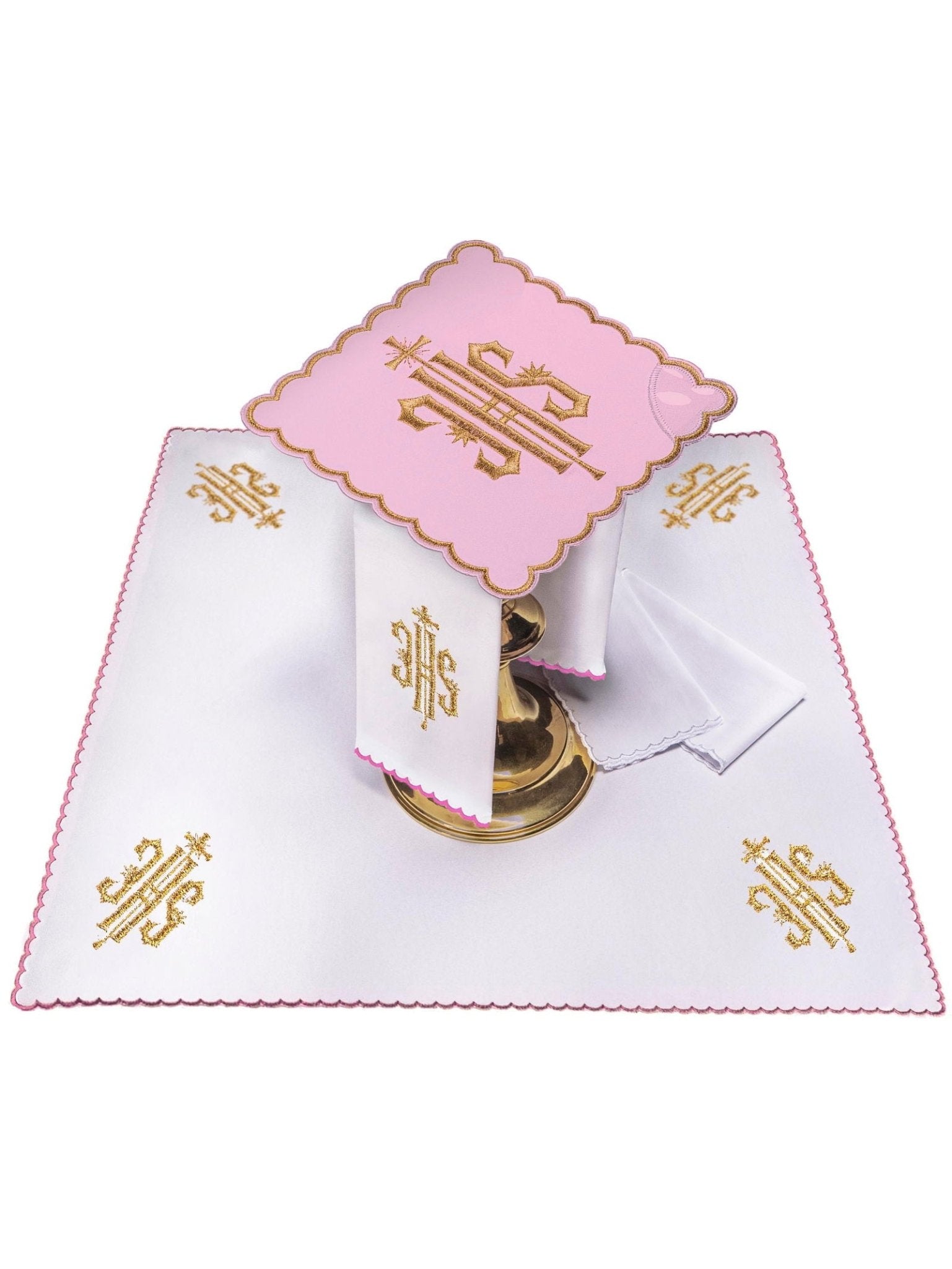 Juego de altar Bordado IHS rosa KK/029/08 - CASULLAS.ES