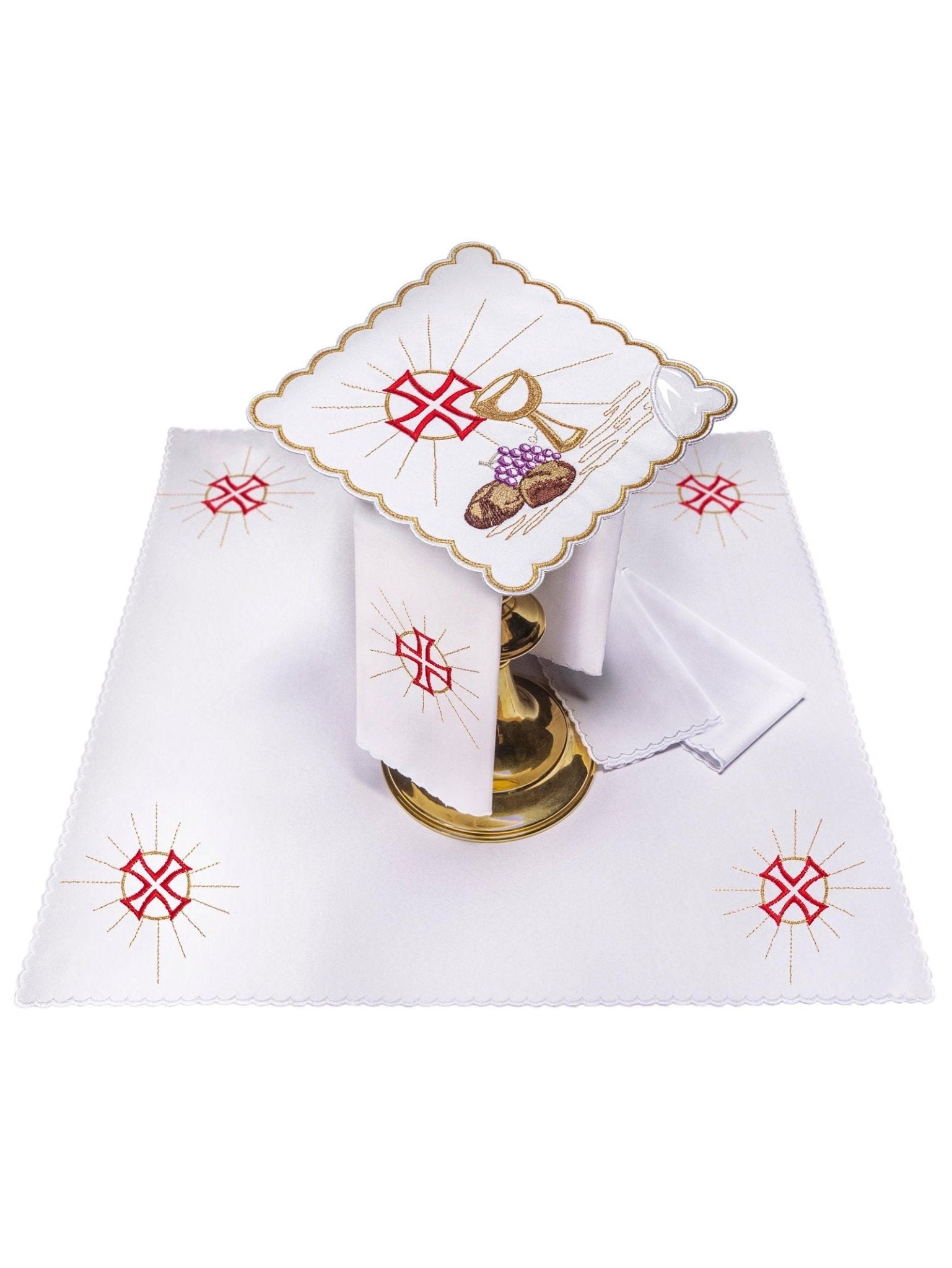 Juego de altar con bordado de cáliz y uva KK/050 - CASULLAS.ES