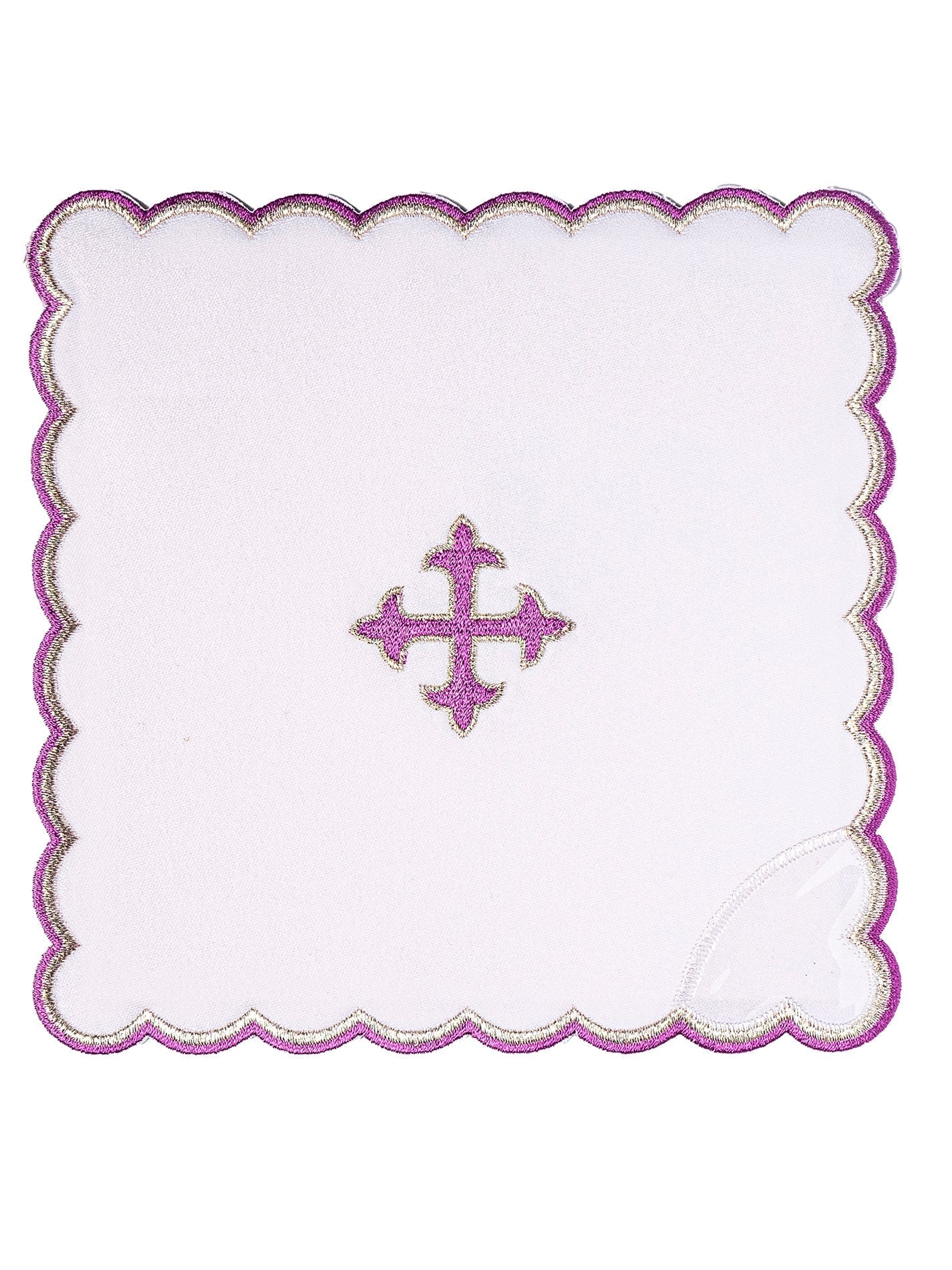 Juego de altar con cruz pequeña bordada morada KK/075/C1 - CASULLAS.ES