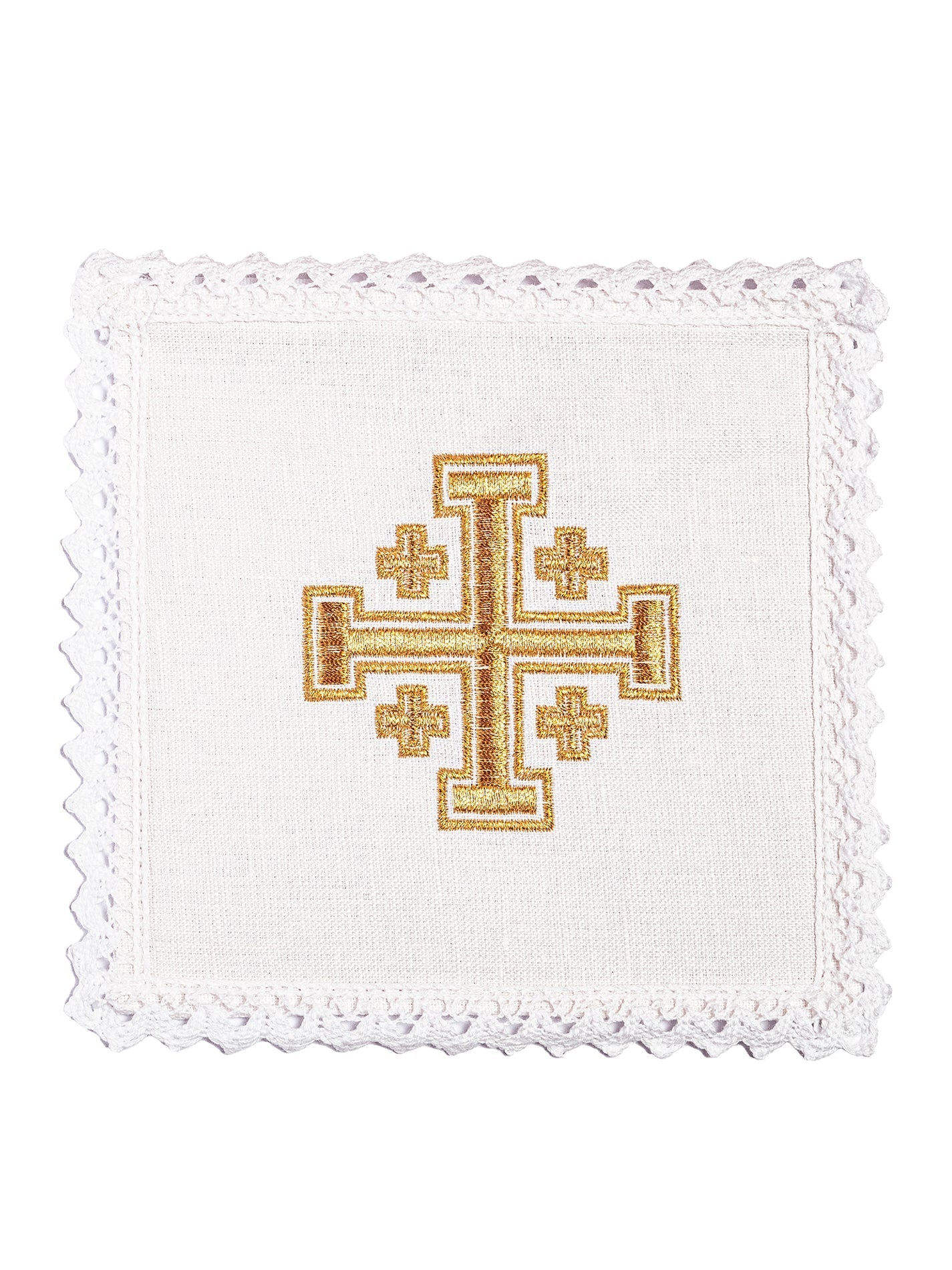 Juego de altar lino bordado Cruz de Jerusalén KKL/030/C1 - CASULLAS.ES