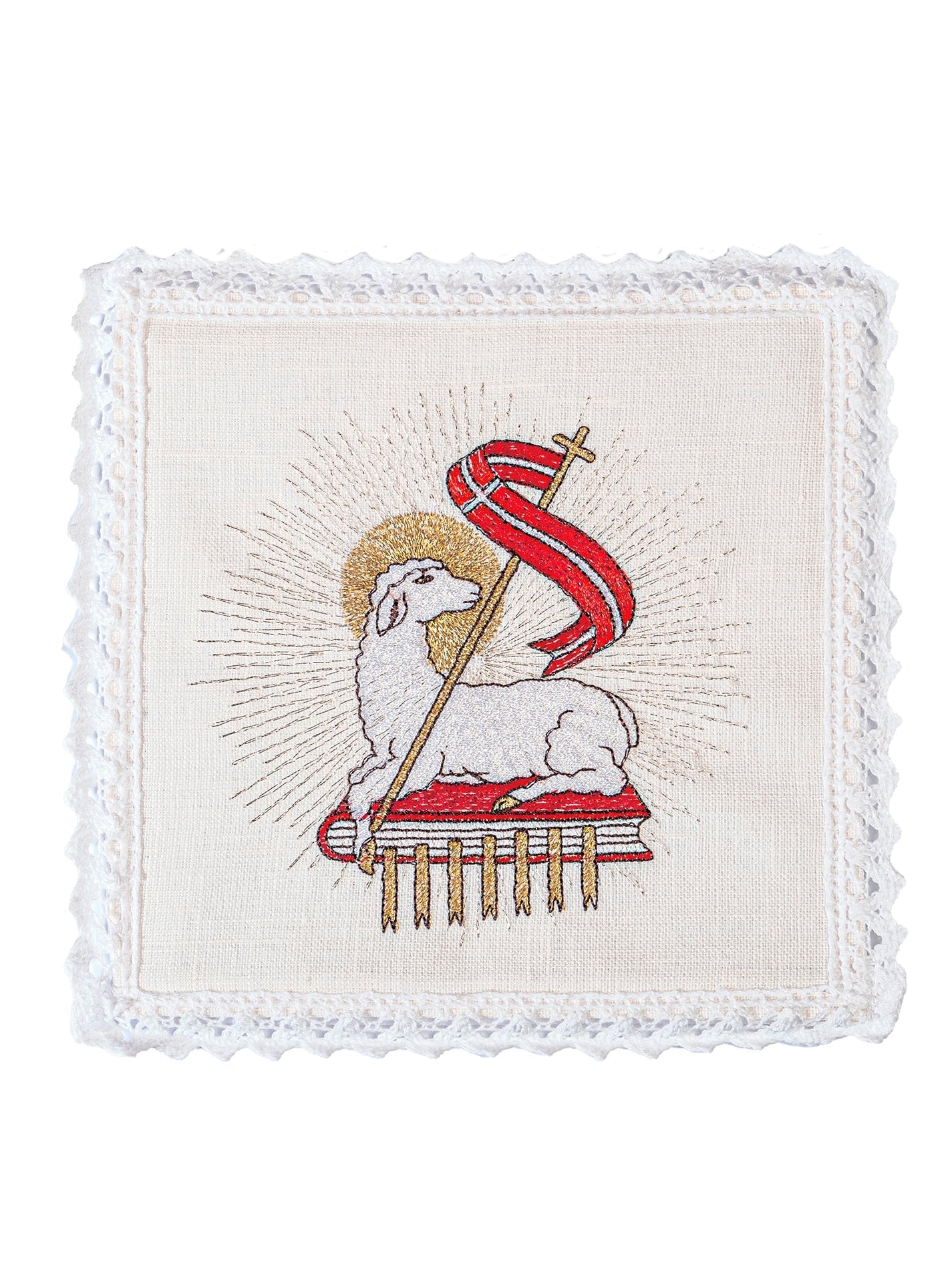 Juego de altar lino con bordado Cordero KKL/100 - CASULLAS.ES