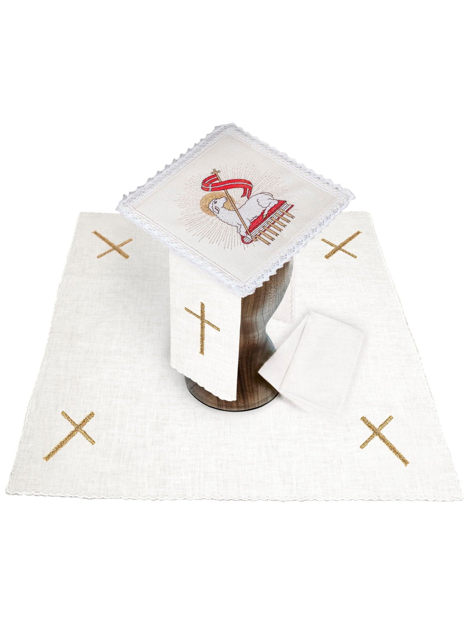 Juego de altar lino con bordado Cordero KKL/100 - CASULLAS.ES