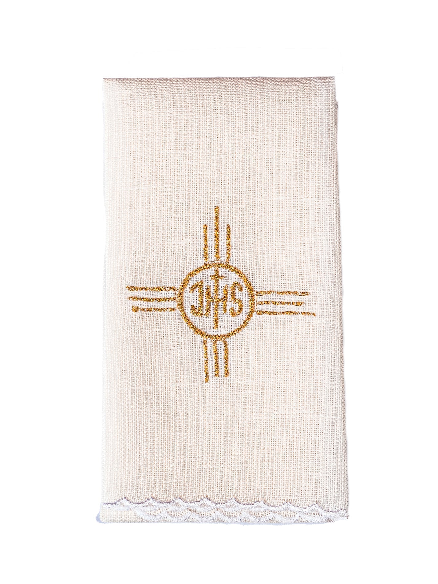 Juego de altar lino con bordado Cruz e IHS KKL/012 - CASULLAS.ES