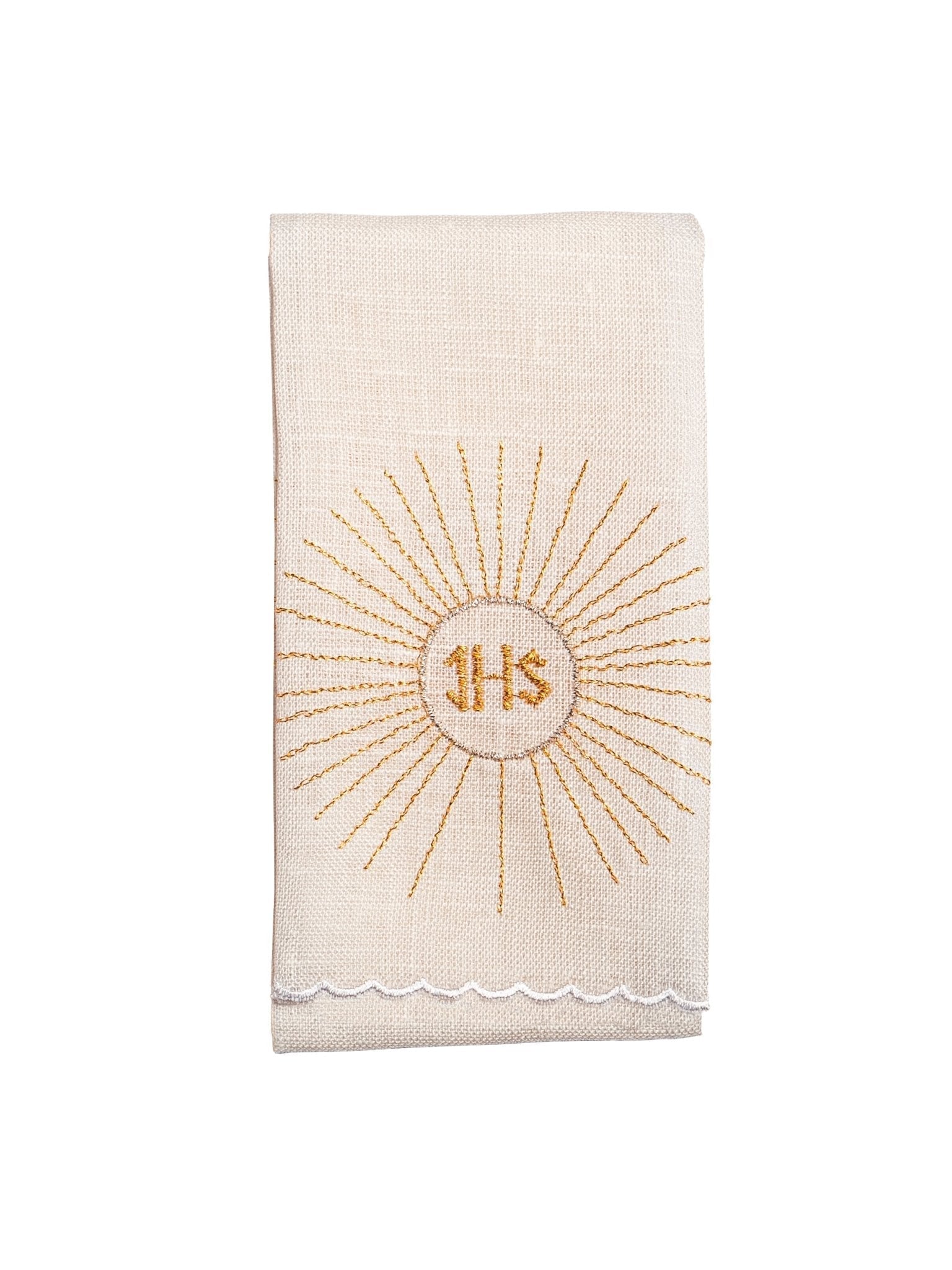 Juego de altar lino con bordado Cruz y Cáliz KKL/091 - CASULLAS.ES