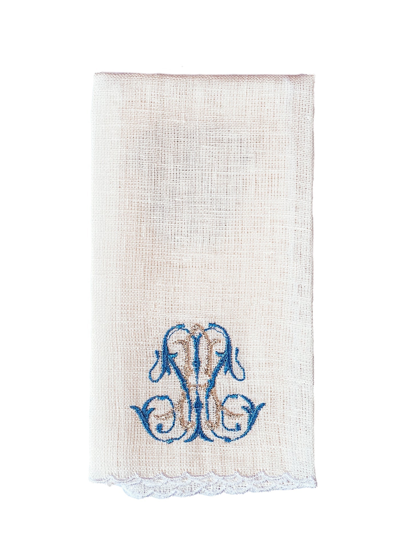 Juego de altar lino con bordado Mariano azul KKL/092 - CASULLAS.ES