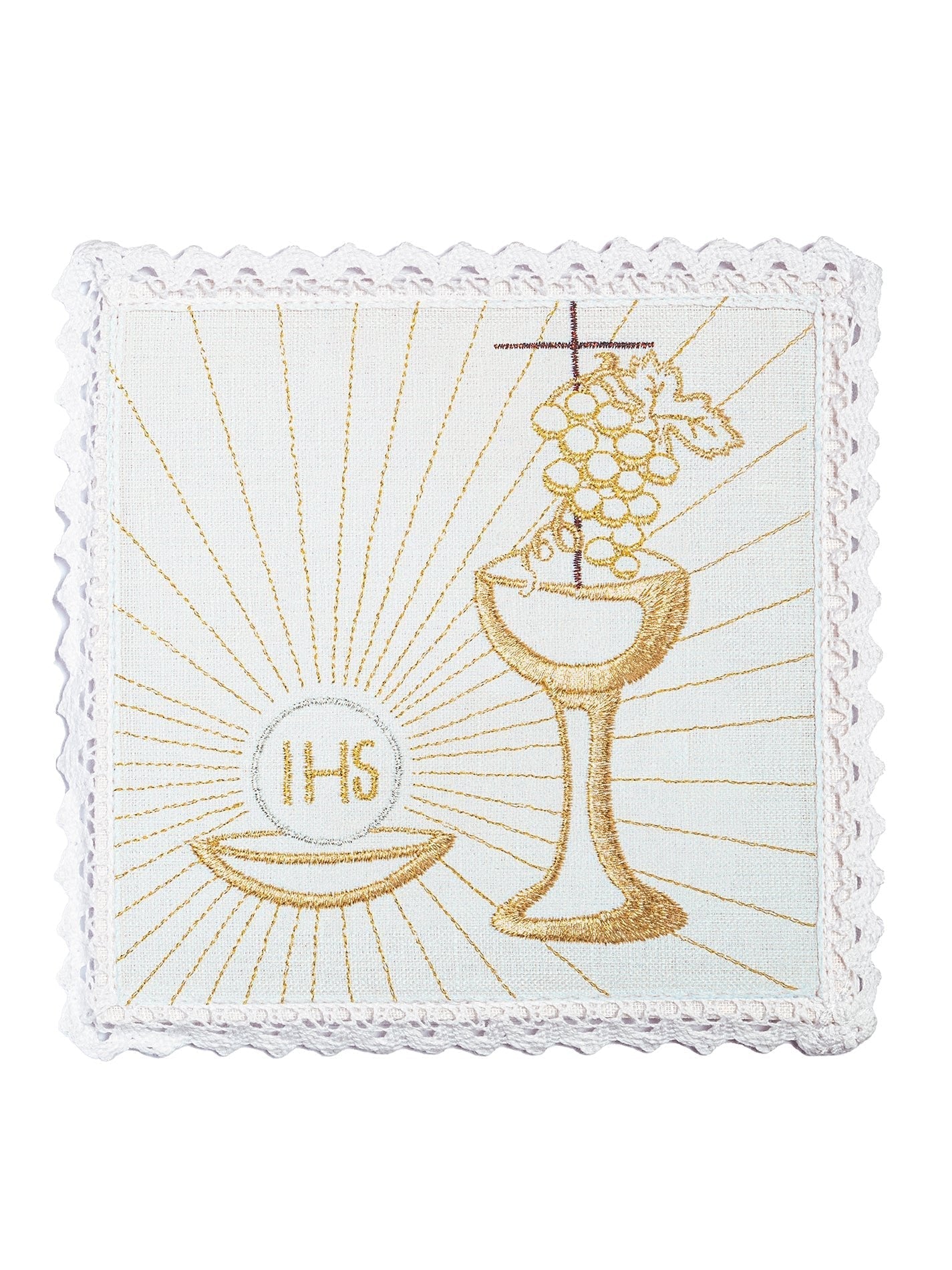 Juego de altar lino con sencillo bordado dorado Cáliz KKL/089 - CASULLAS.ES
