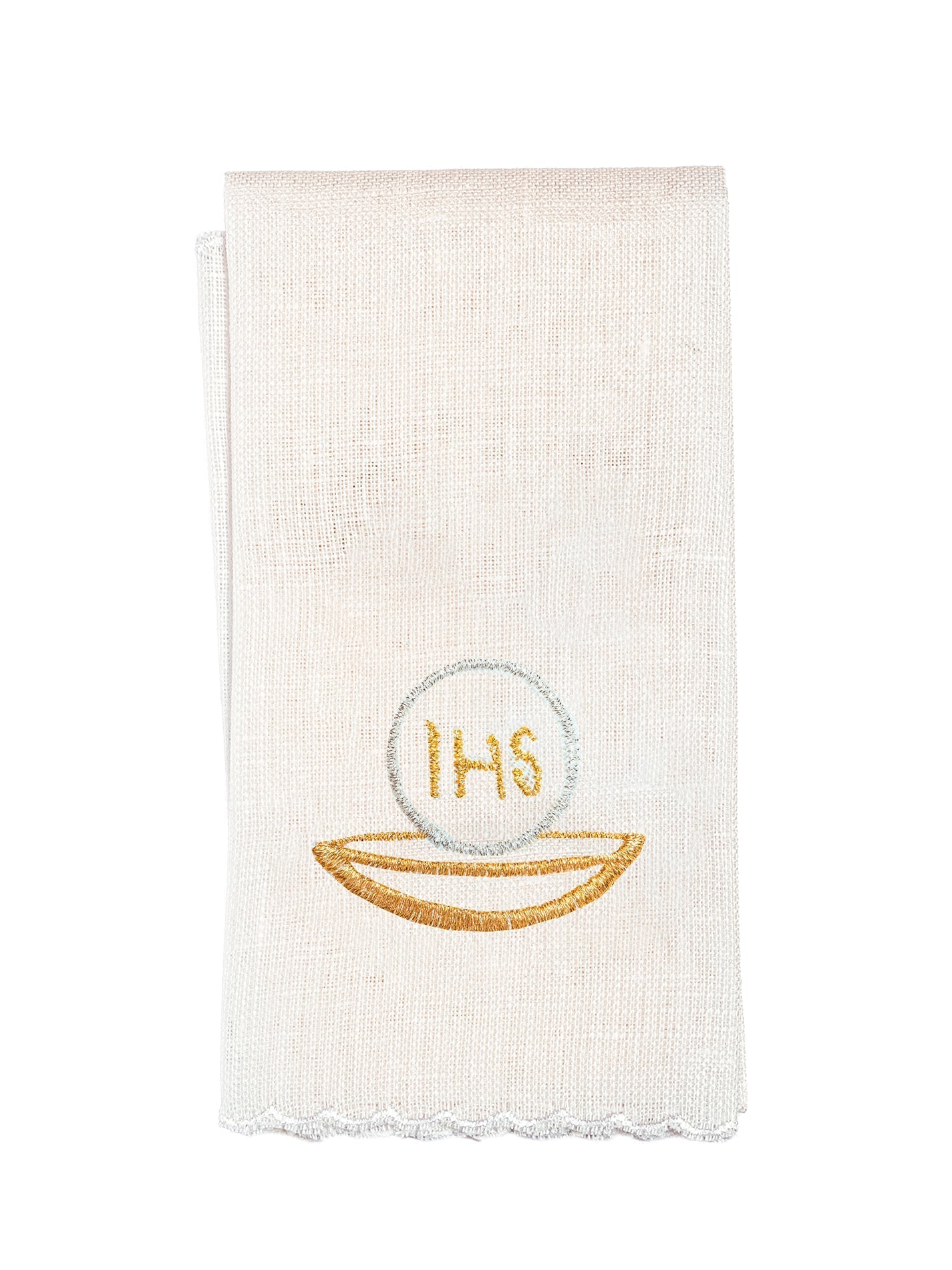 Juego de altar lino con sencillo bordado dorado Cáliz KKL/089 - CASULLAS.ES
