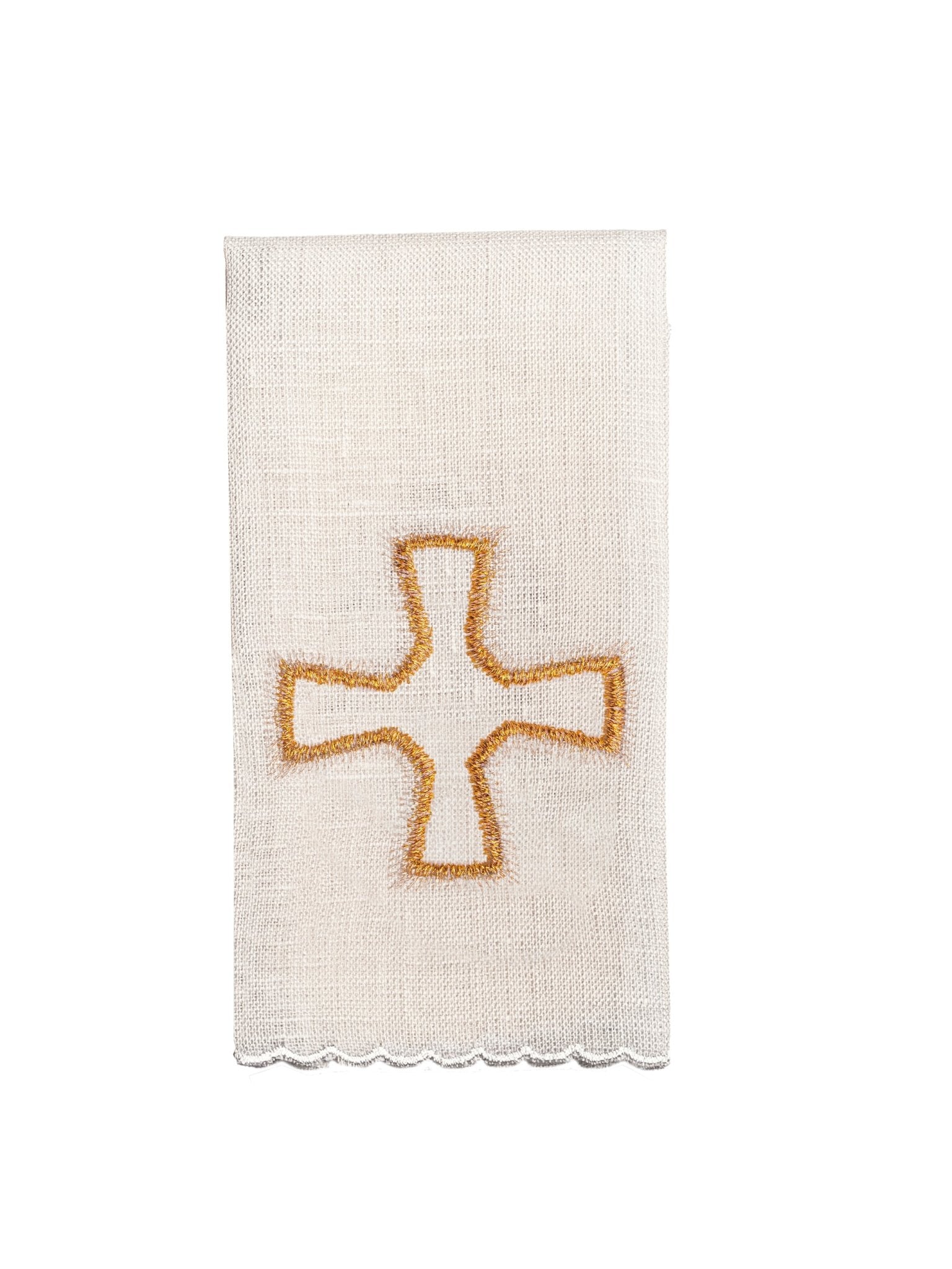 Juego de altar lino ricamente bordado con Cruz y piedras LE/5003 - CASULLAS.ES