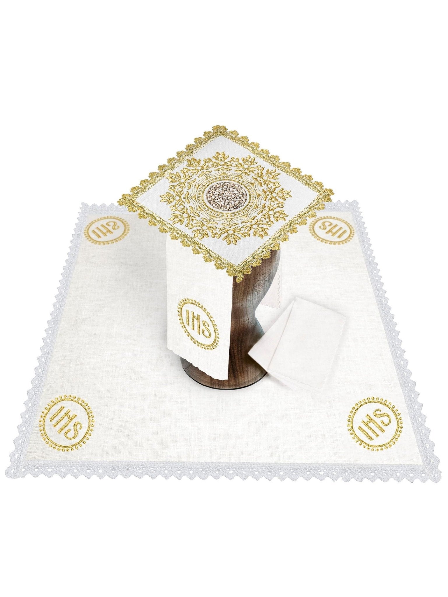 Juego de altar ricamente bordado con motivo IHS HA/5003 - CASULLAS.ES