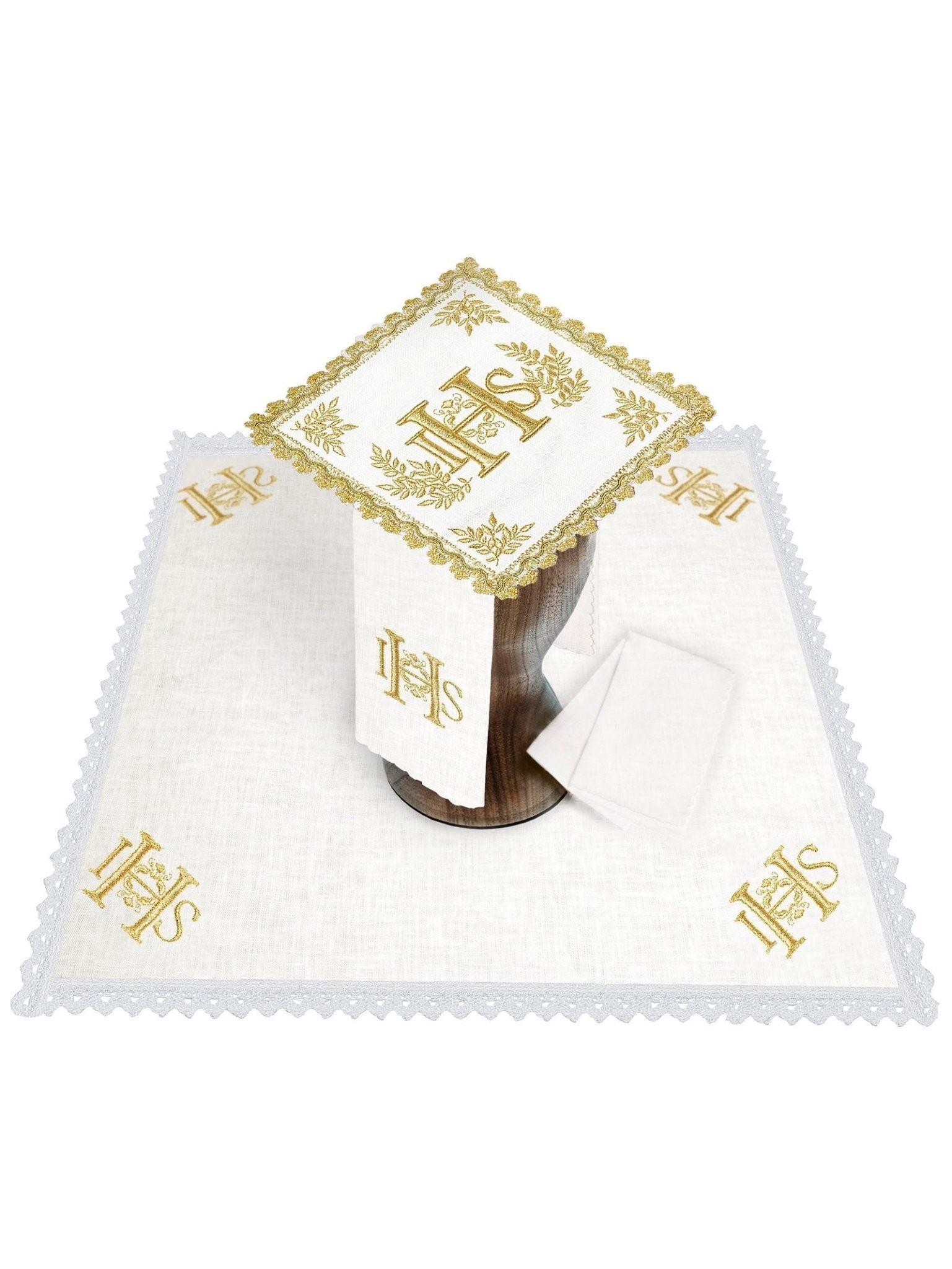 Juego de altar ricamente decorado con motivo IHS HA/5001 - CASULLAS.ES