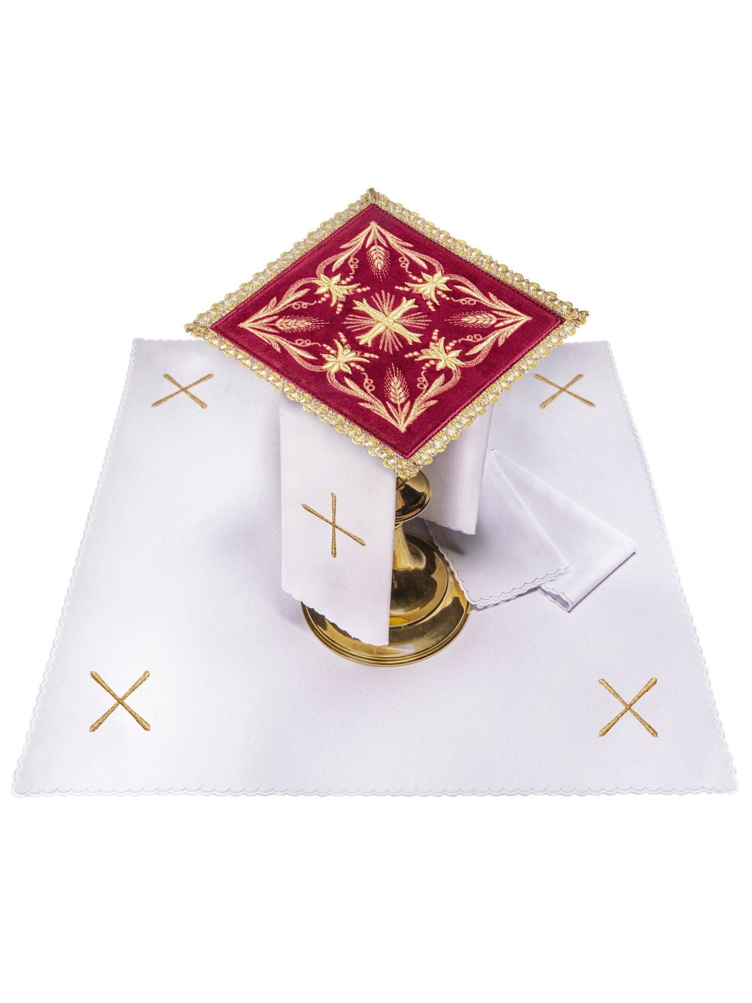 Juego de altar terciopelo bordado rojo KK/5001/C1 - CASULLAS.ES
