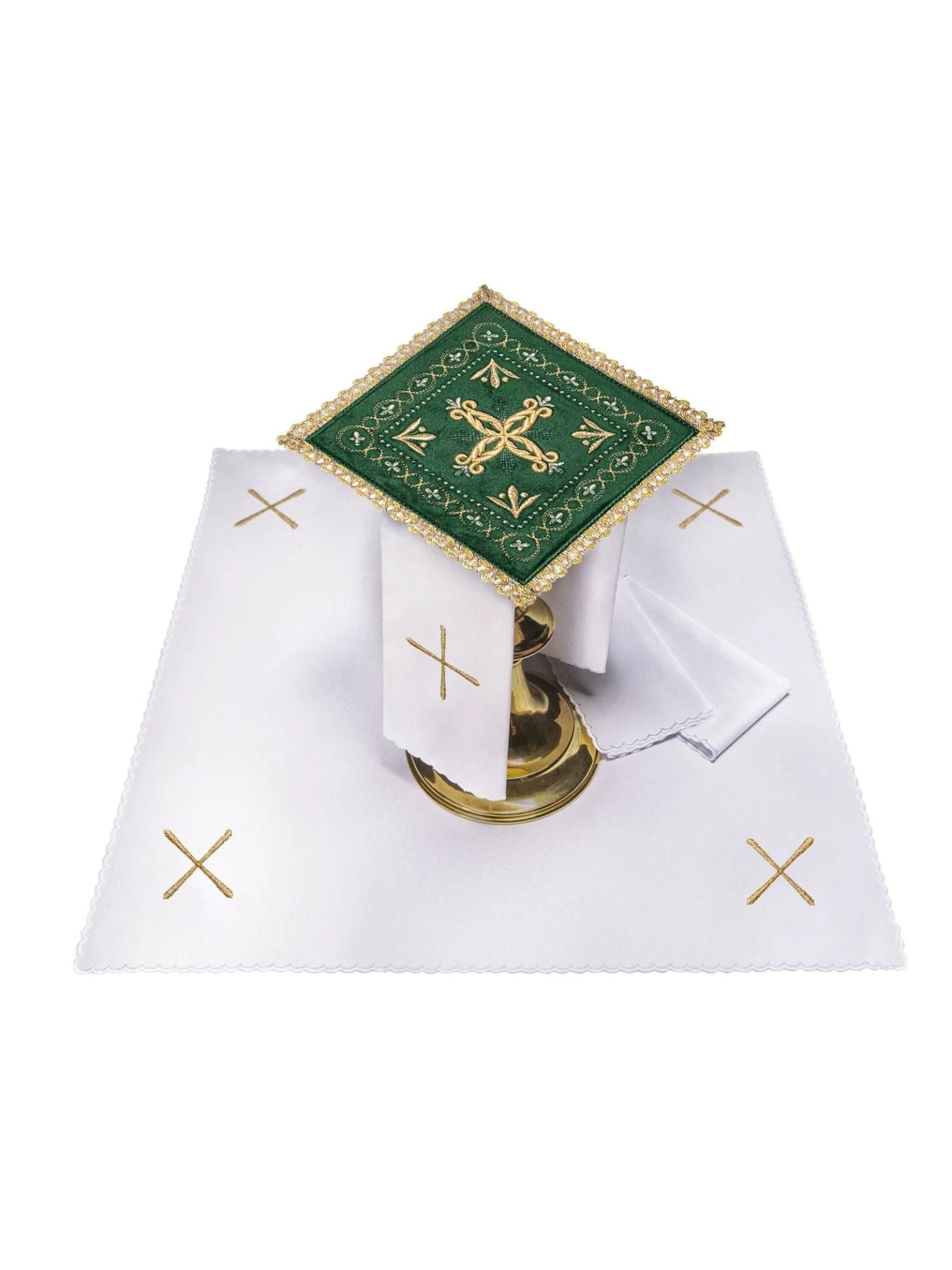 Juego de altar terciopelo bordado verde KK/5006/C3 - CASULLAS.ES