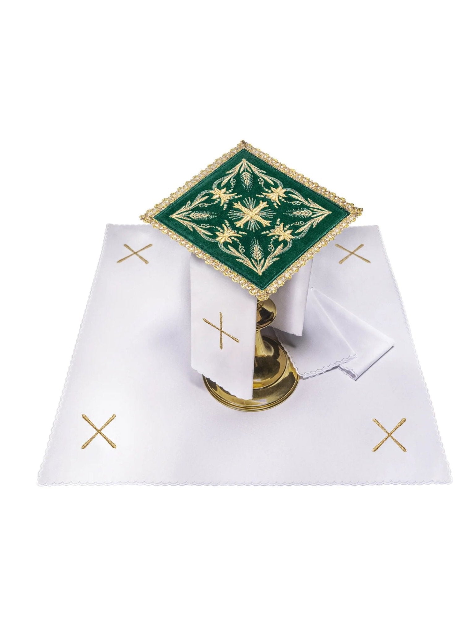 Juego de altar terciopelo bordado verde KK/5001/C3 - CASULLAS.ES