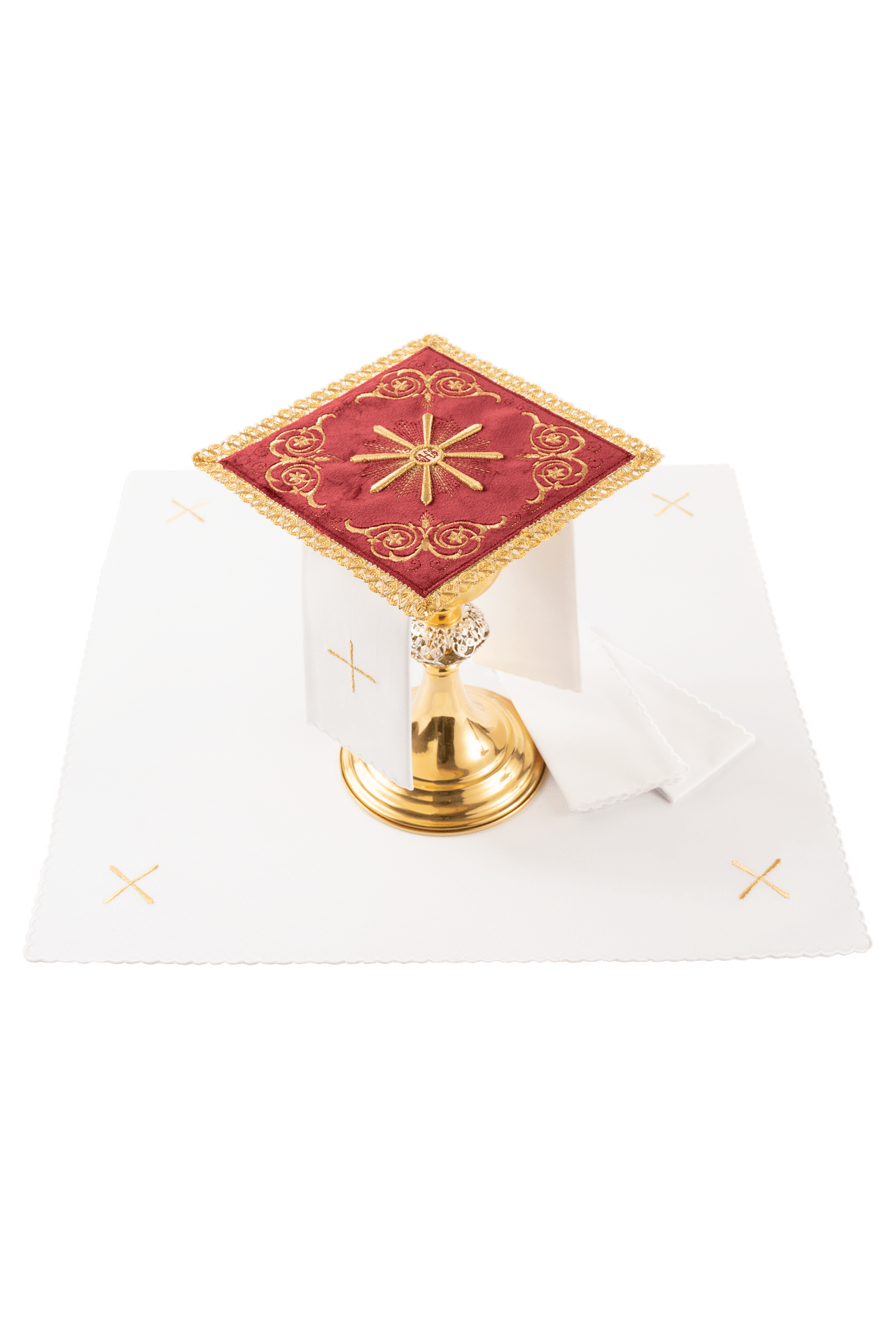 Servicio de altar bordado en terciopelo rojo KDT/5034/02/W - CASULLAS.ES