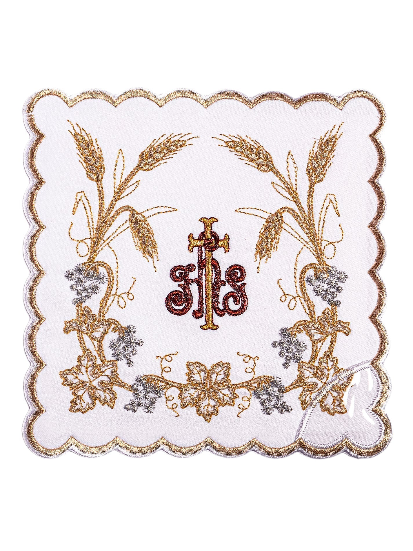 Servicio de altar ricamente decorado con bordado IHS y espigas KK/040 - CASULLAS.ES