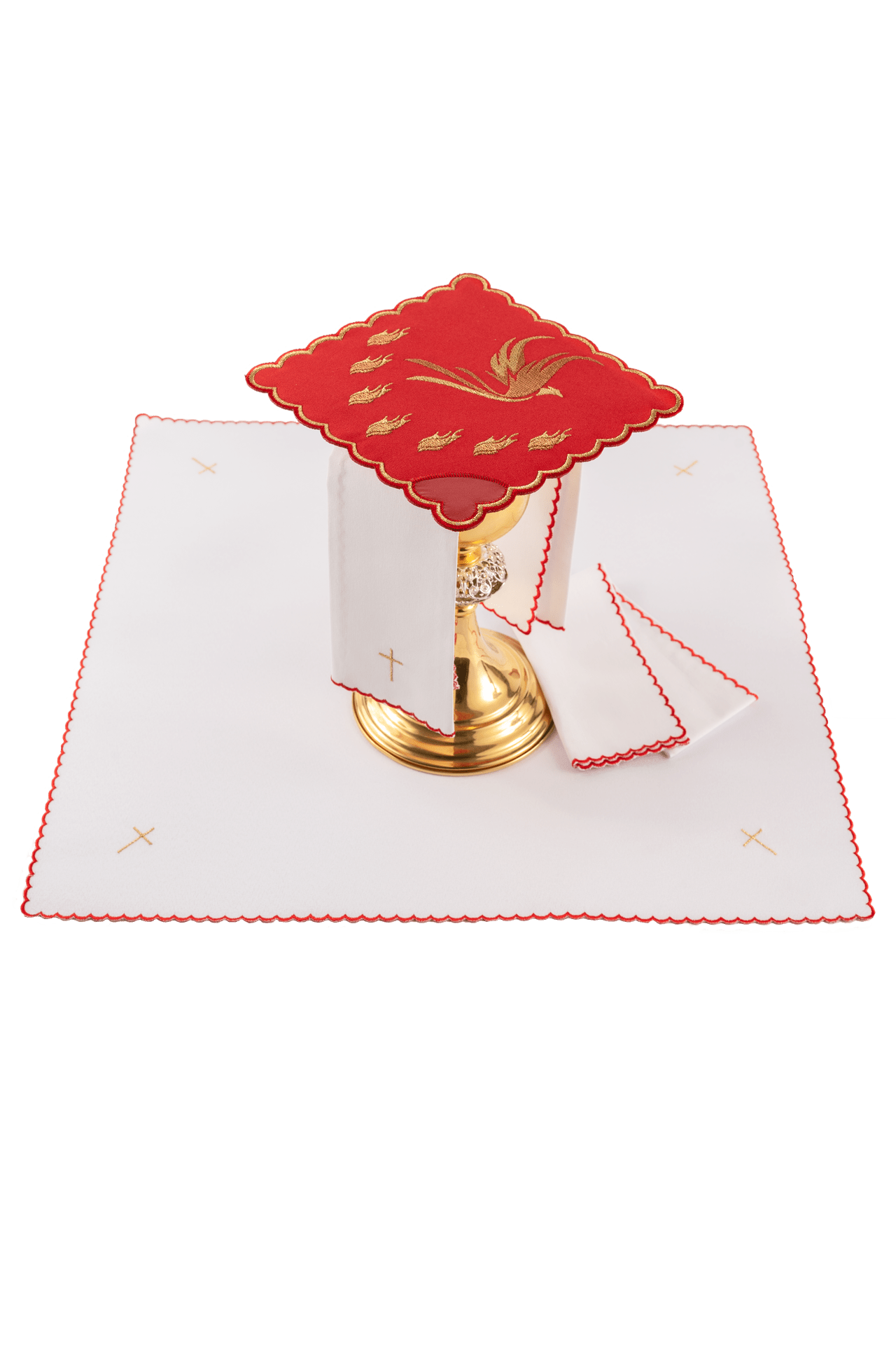 Servicio de altar rojo con bordado del Espíritu Santo KDT/5032/02 CZERWONY - CASULLAS.ES