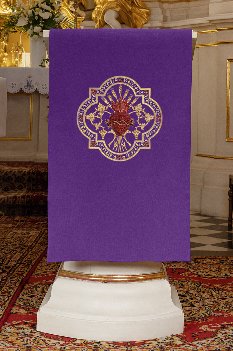 Púrpura cubre ambon bordado corazón de Jesús - morado - CASULLAS.ES