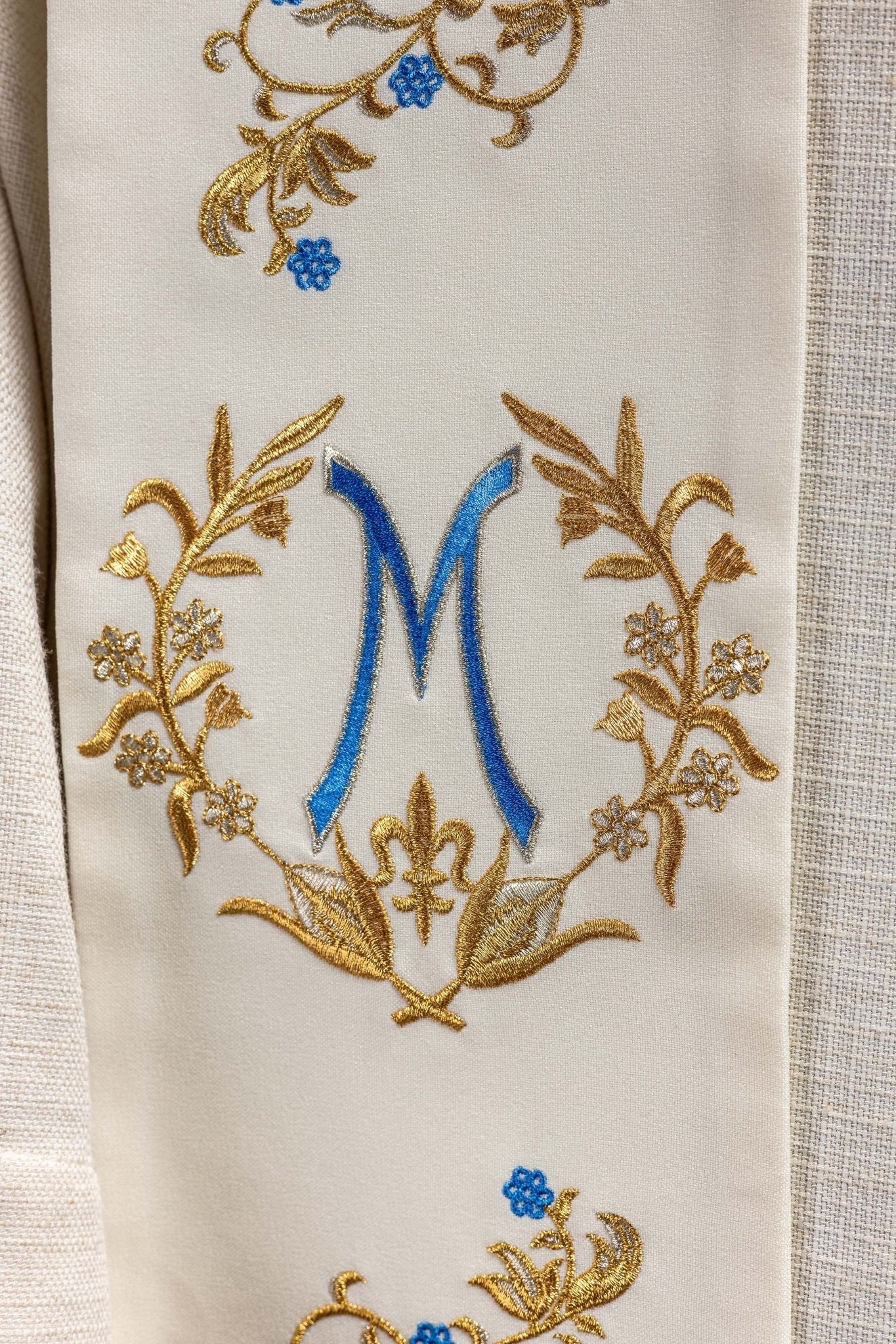 Stuła haftowana Maryjna ecru